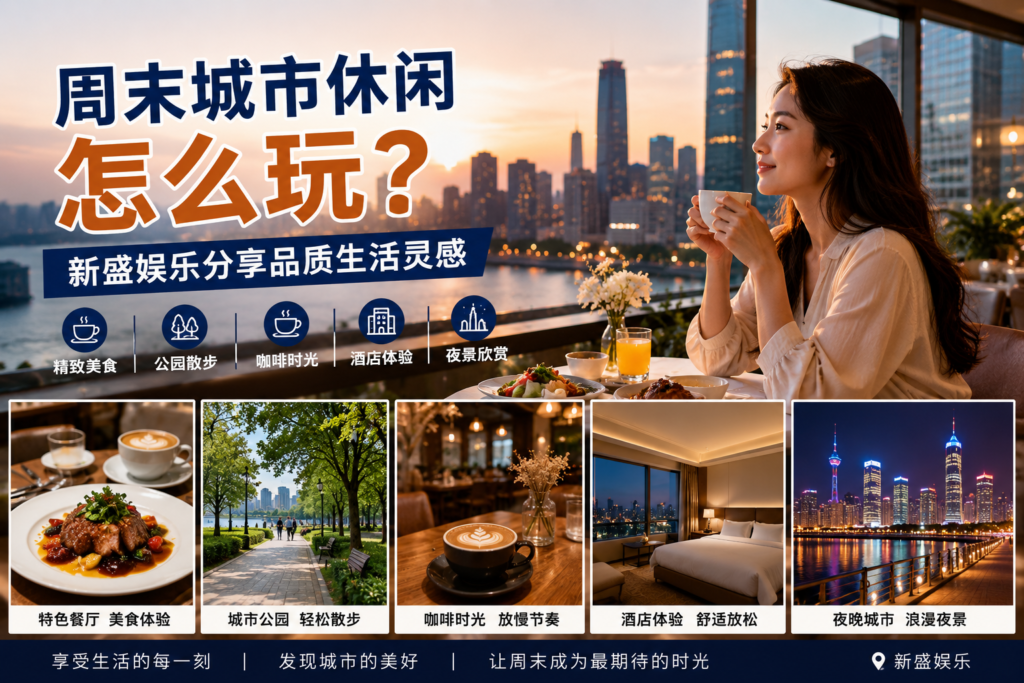 新盛娱乐周末城市休闲封面图，咖啡馆、城市夜景与品质生活体验